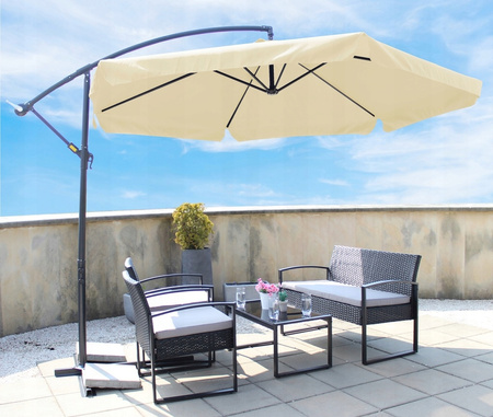 GARDEN UMBRELLA 3 M BEIGE "BANANA" WITH COVER
