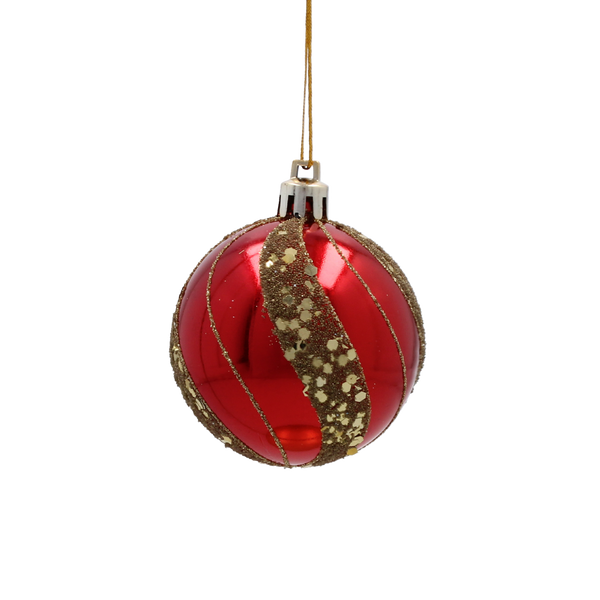 SET OF 8 CHRISTMAS BAUBLES RED 6 CM