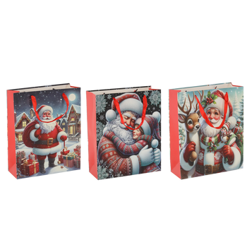 CHRISTMAS GIFT BAG "CHRISTMAS SANTA CLAUS" 42 x 48 x 16 CM MIX DESIGNS
