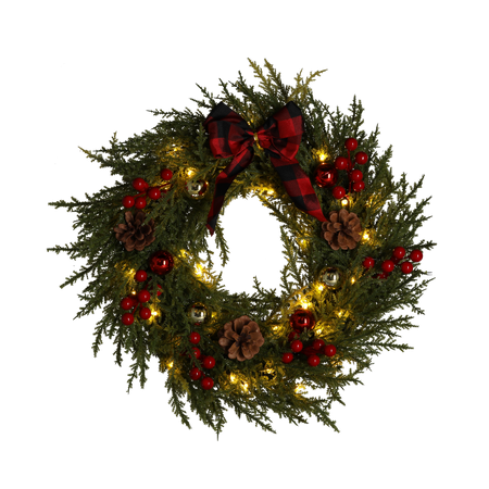 CHRISTMAS WREATH LED 40 CM 40 L GREEN WITH A BOW