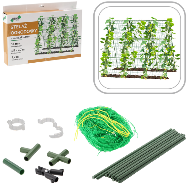CADRU DE GRĂDINĂ 1,2 M DIAM.11 MM CU RETEA 1,8 x 2,7 M *5424