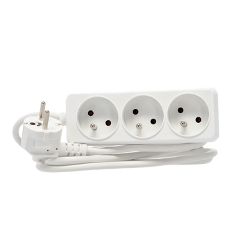 EXTENSION CORD POWER STRIP 3 SOCKETS 1.5M WHITE