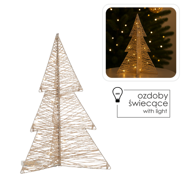 ORNAMENT DECORATIV - Brad LED 50 CM Aur Șampanie *6246