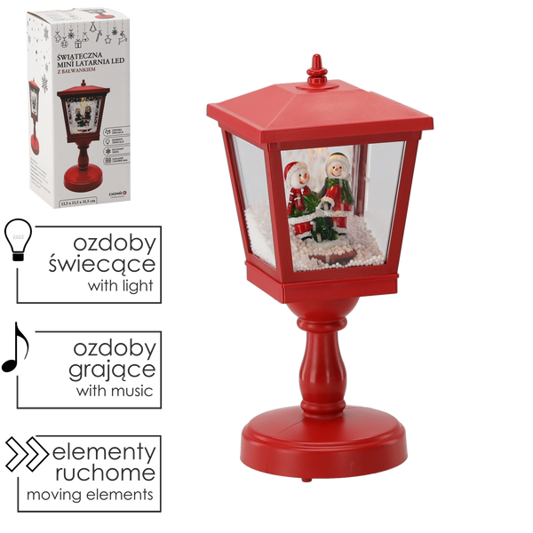 VÁNOČNÍ MINI LANTERN 13,5 X 13,5 X 31,5 CM S LED REFLEKTOROM - ČERVENÁ *3535