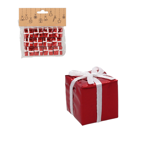 SET OF 12 CHRISTMAS ORNAMENTS - PRESENT 2.5 CM