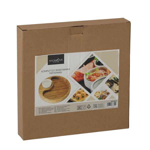 SET PENTRU SERVIRE A APERITIVELOR - TAVIȚĂ CIRCULARĂ CU BOL 25 x 3,5 CM *6514