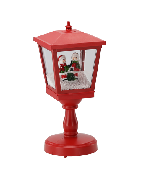 Vianočná mini lampáš 13,5 X 13,5 X 31,5 CM s LED pozdravom - červená *3535