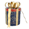 ORNAMENT DE CRĂCIUN - CADOU ROTUND DIN METAL CU FUNDIȚĂ LED 15 x 15 x 20 CM *5258