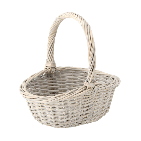 RATANOVÝ KOŠ 30 x 24 x 14 x 11/30 CM S RÚČKOU - SVETLO ŠEDÁ *8246