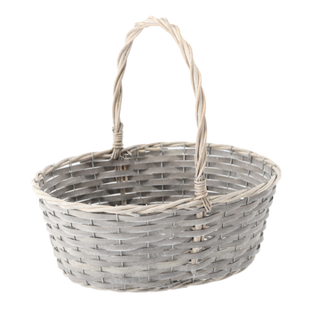 RATTANOVÝ KOŠ 39 x 30 x 15/37 CM S RÚČKOU - TMAVO ŠEDÝ *8253