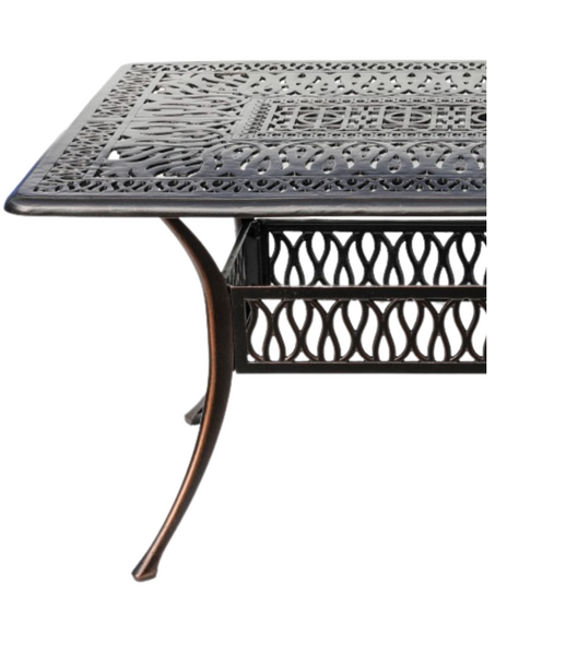 STÓŁ ALUMINIOWY "HASTINGS" ANTYCZNY BRĄZ 150 x 90 x 73 CM