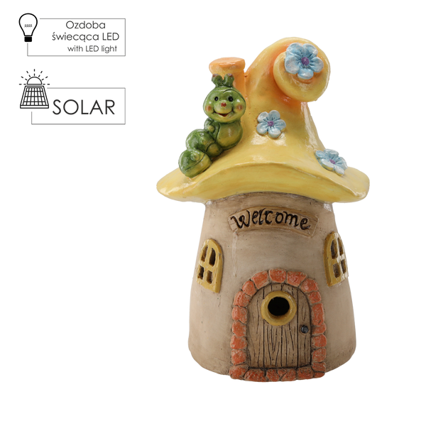 GARDEN FIGURINE - YELLOW MUSHROOM HOUSE WITH LED 22,9 x 20,9 x 35,1 CM