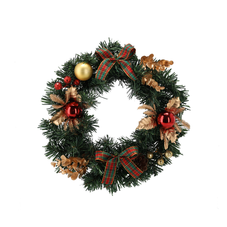 CHRISTMAS WREATH 30 CM RED AND GOLD