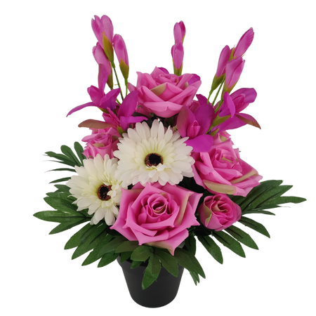 Coroană de flori artificială în ghiveci 43 cm amestec de culori *2928