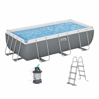 PISCINĂ RAME 4,04m x 2,01m x 1m (PISCINĂ, POMPĂ DE FILTRARE, SCARĂ)