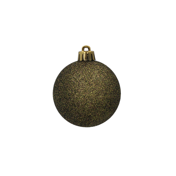 SET OF 6 BAUBLES 6 CM OLIVE/COPPER/GRAPHITE MIX DESIGNS