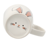 Hrnček porcelánový 270 ml uši zajíce s pusou na dně balení=12ks *7888