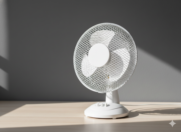 BÍLÝ STOLNÍ VENTILÁTOR 25W