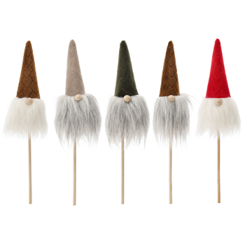 CHRISTMAS GNOME ON A STICK 7 x 3 x 24 CM MIX COLORS