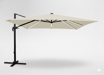 PARASOL OGRODOWY 3 x 3 M BEŻOWY "ROMA" Z POKROWCEM Z LED