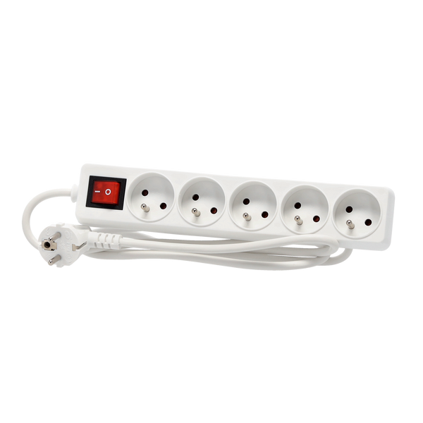 Prelungitor priza cu comutator 5 socluri 1,5 m alb *8633