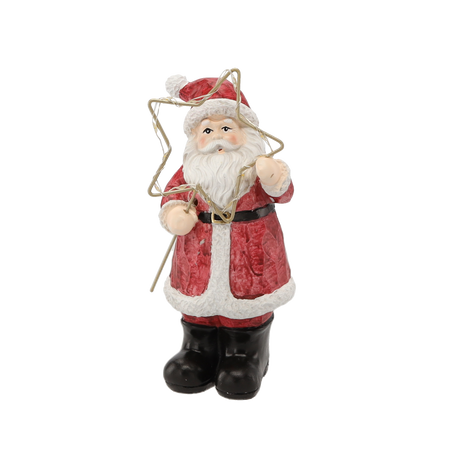 FIGURKA BOŻONAR. - STOJĄCY MIKOŁAJ Z GWIAZDĄ LED 12 x 10 x 23 CM opak=4 szt *5364
