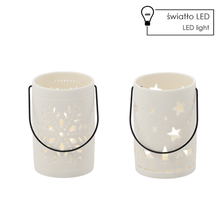 FIGURKA BOŽONAR. - LAMPION 8,5 X 8,5 X 13,2 CM MIX VZOROV LED balenie=6ks *1544