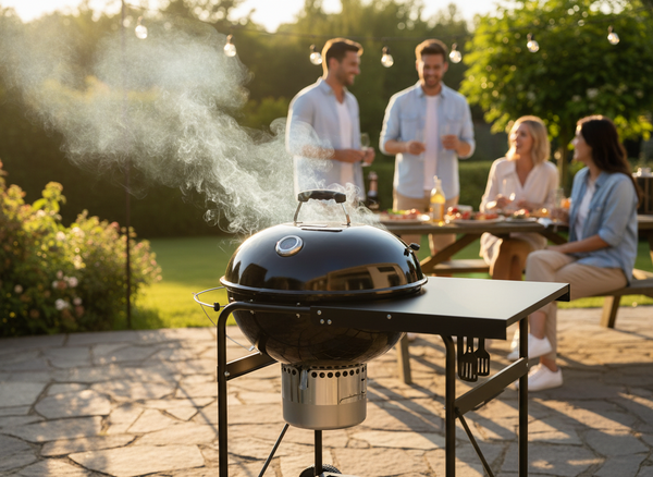 CHARCOAL GRILL WITH LID AND TABLE 90 X 70.5 X 111 CM