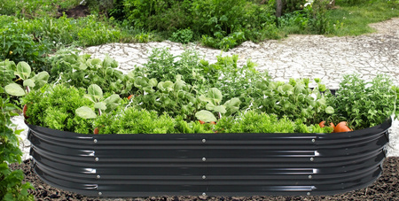 GRĂDINĂ PENTRU LEGUME ȘI FLORI 240 X 120 X 30 CM OVALĂ ANTRACIT *8441