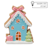FIGURĂ DE CRĂCIUN - CASĂ DIN TURTA DULCE ALBASTRĂ 30,6 X 12 X 39,6 CM LED *1391