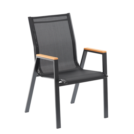OCELOVÁ ZÁHRADNÁ STOLIČKA POLYWOOD 61 x 56 x 90 CM ČIERNA *9507