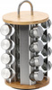 PRZYPRAWNIK OKRĄGŁY 18 x 33 CM Z RĄCZKĄ 16 SŁOICZKÓW BAMBUSOWO-SREBRNY *9172