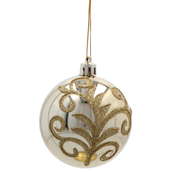 SET OF 6 CHRISTMAS BAUBLES GOLD 7 CM