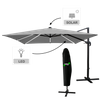 PARASOL OGRODOWY 3 x 4 M SZARY "ROMA" Z POKROWCEM Z LED 