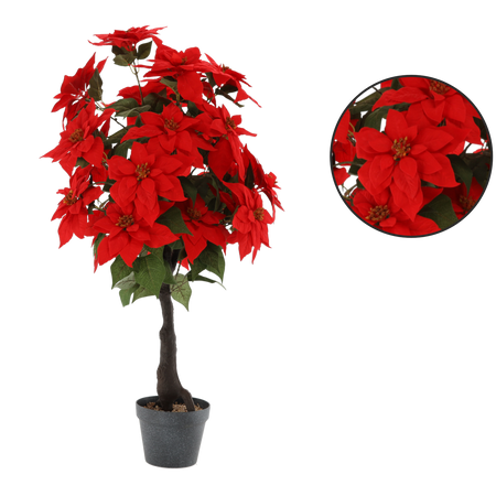 ARTIFICIAL TREE - POINSETTIA 1M RED