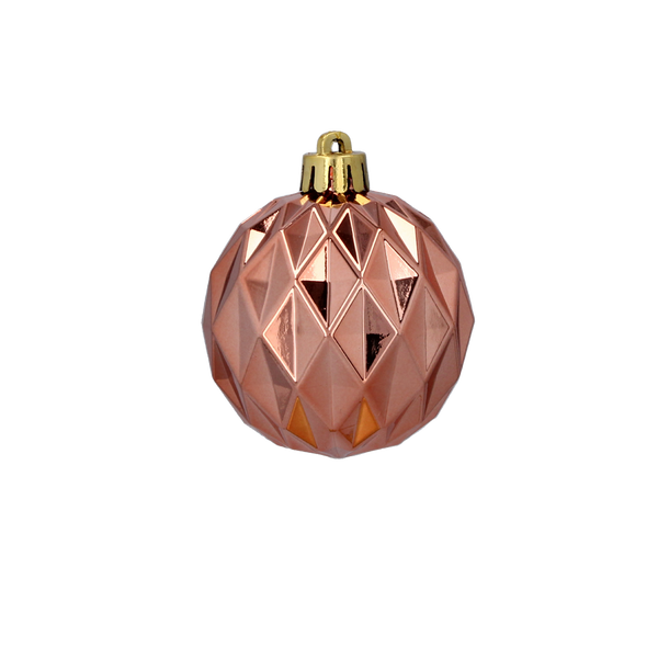 SET OF 6 GLOSSY BAUBLES 6 CM OLIVE/COPPER/GRAPHITE