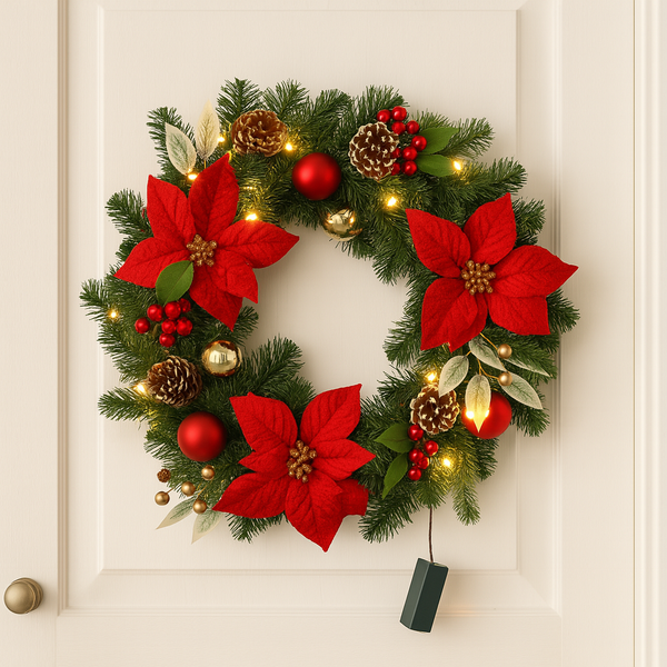 CHRISTMAS WREATH LED 40 CM RED-GOLD