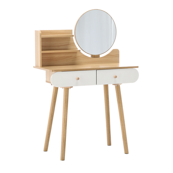 TOALETKA KOSMETYCZNA Z LUSTREM 80 x 40 x 120 CM DREWNIANA/BIAŁA *7865
