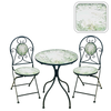 ZESTAW MEBLI OGRODOWYCH METALOWYCH MOZAIKA "FYLLA" STÓŁ + 2 KRZESŁA