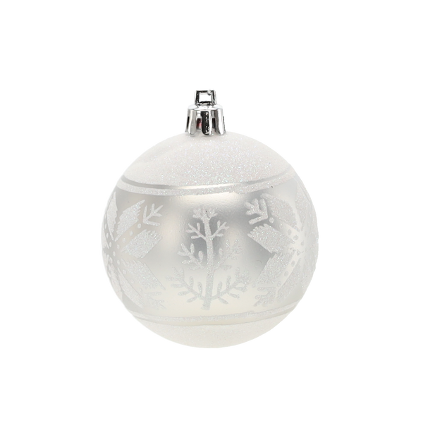 SET OF 6 CHRISTMAS BAUBLES SILVER 7 CM