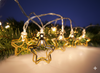 ZLATÝ METALOVÝ LED SVĚTELNÝ ŘETĚZ - 3D HVĚZDA 10L NA BATERIE *4109