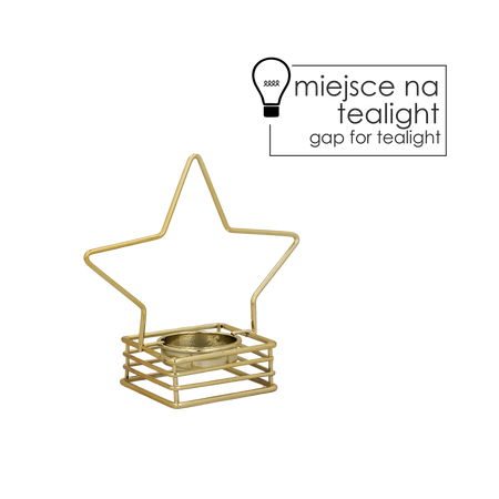 METAL TEALIGHT CANDLE HOLDER GOLD - STAR 12.2 CM
