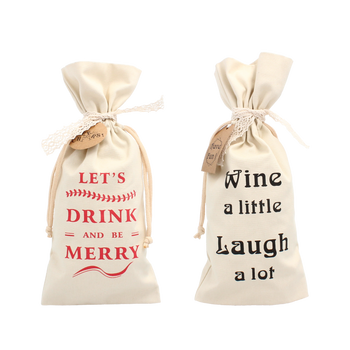 GIFT BAG FOR BOTTLE 15 X 35 CM CREAM WITH TEXT PACK=20PCS