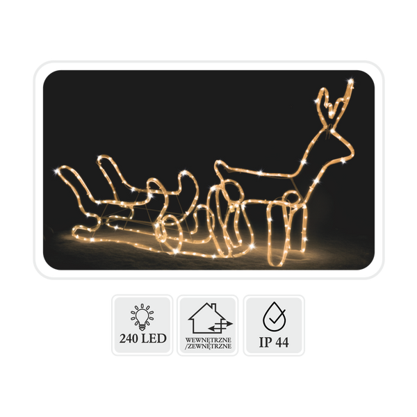 VÁNOČNÍ SOB S LED SANĚMI 120 x 27 x 66 CM TEPLÁ BÍLÁ + STUDENÝ BLESK VNIT/POUT *8356