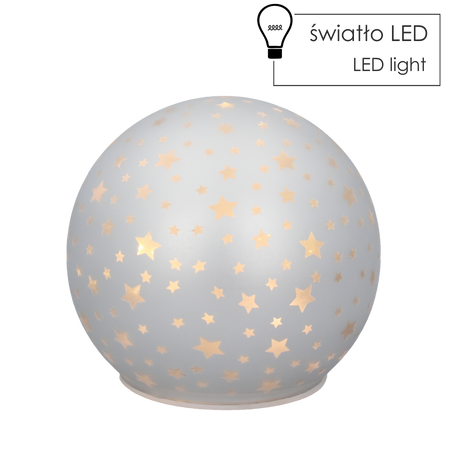 BOL DE STICLĂ - ALB CU STELE LED 12 x 11 CM pachet=4buc *1839