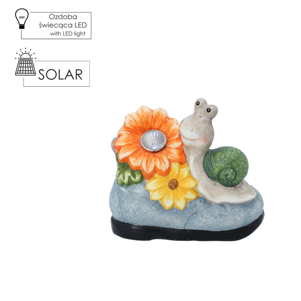 GARDEN FIGURINE – SNAIL WITH FLOWER 16 X 9 X 14,5 CM LED pack=4 pcs