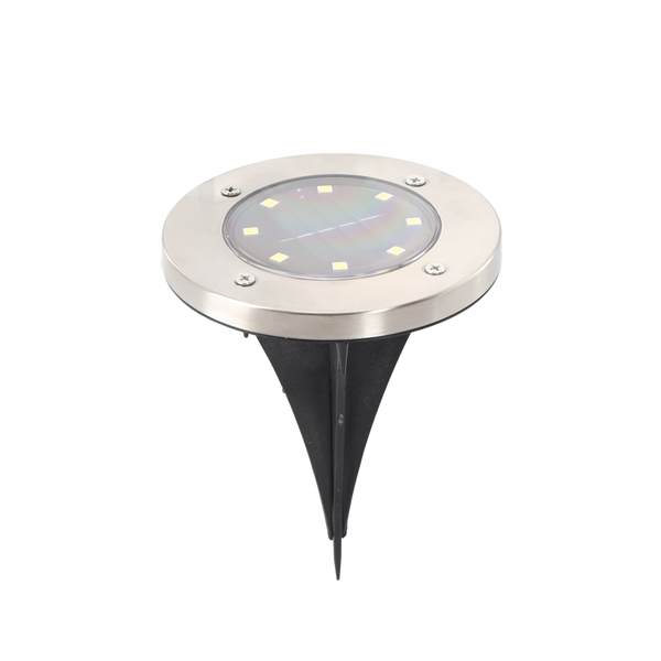 Set of 4 ground solar lamps silver 11.5 x 11.5 x 2.3 cm