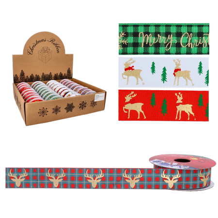 CHRISTMAS DECORATIVE RIBBON MIX DESIGNS 2.5 CM x 2.7M