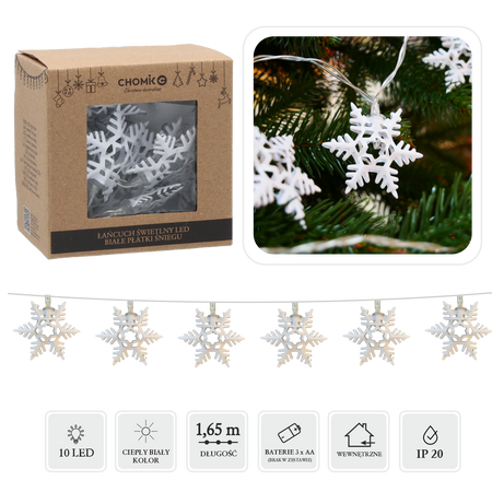 LED LIGHT CHAIN WHITE SNOWFLAKES 10 L WARM WHITE