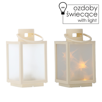 Vianočný lampión 11 x 11 x 20,5 CM S LED VLOŽKOU S 3D EFEKTOM BIELY *2546
